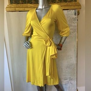 Diane Von Furstenberg Yellow Wrap Dress 2